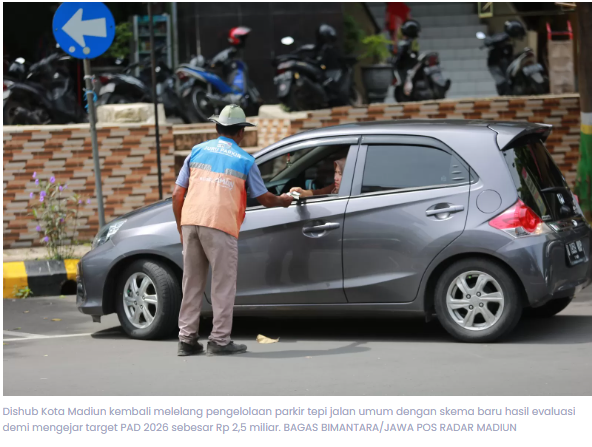 Pengelolaan Parkir Tepi Jalan Umum di Kota Madiun Bakal Dilelang, Targetkan Raup PAD Rp 2,5 Miliar