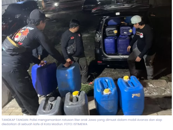 300 Liter Arak Jawa Disita di Kafe Madiun, Dipasok dari Jawa Tengah