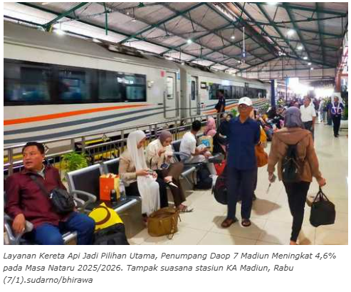 Layanan Kereta Api Jadi Pilihan Utama, Penumpang Daop 7 Madiun Meningkat 4,6 Persen pada Nataru 2025/2026