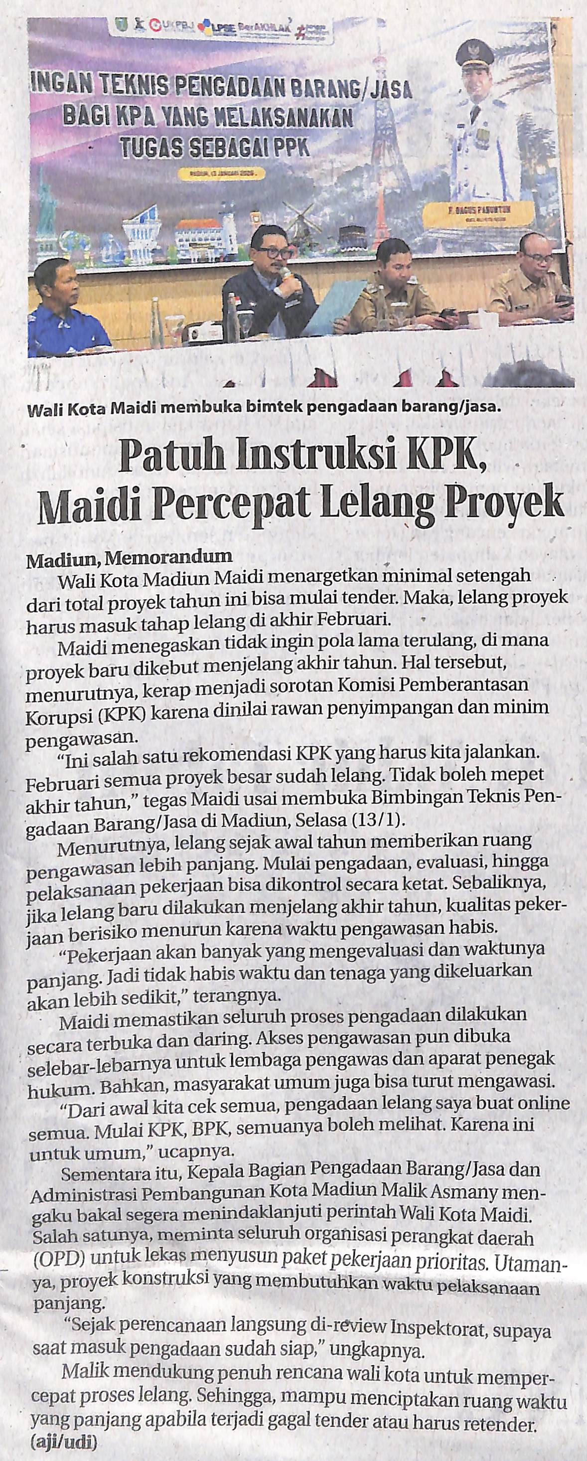 Patuh Instruksi KPK, Maidi Percepat Lelang Proyek