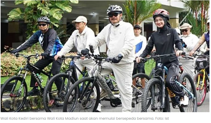 Tinjau Potensi Daerah, Wali Kota Kediri dan Madiun Gowes Bareng