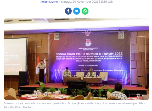 Pemilu 2024, Bawaslu Usul Kota Madiun Dimekarkan Jadi Tujuh Dapil, Ini Alasannya