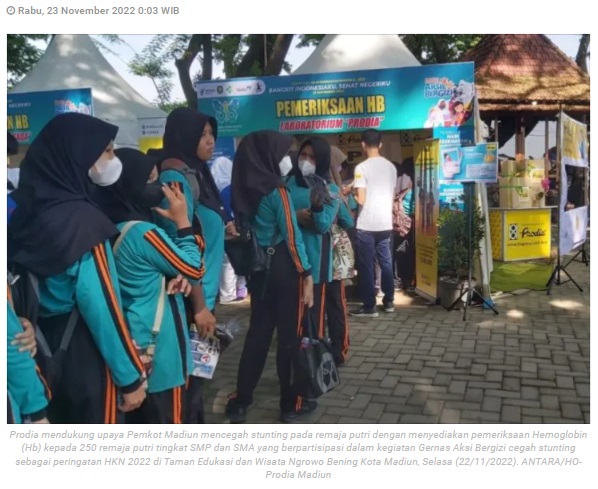 Prodia dukung Dinkes PPKB Kota Madiun cegah stunting pada remaja