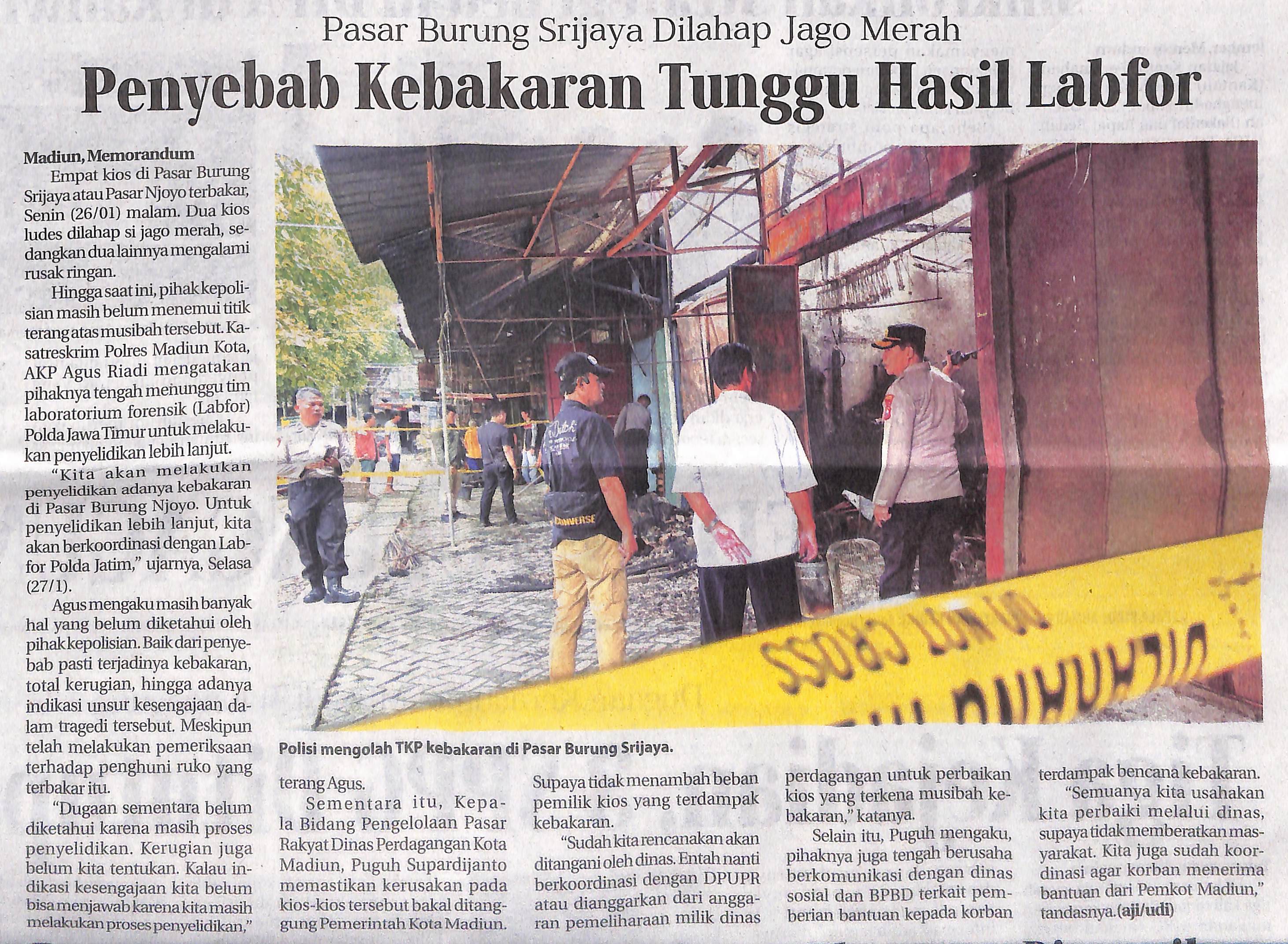 Pasar Burung Srijaya Dilahap Jago Merah, Penyebab Kebakaran Tunggu Hasil Labfor