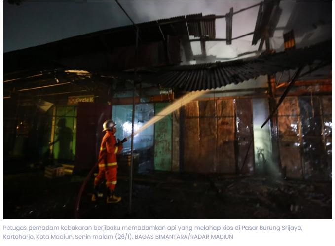 Pasar Burung Srijaya Madiun Terbakar, Polisi Selidiki Penyebab Kebakaran