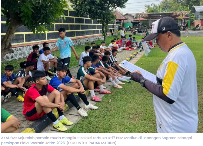 Seleksi Ketat Pemain PSM Madiun U17, Ratusan Talenta Lokal Disaring untuk Arungi Piala Soeratin Jatim 2026