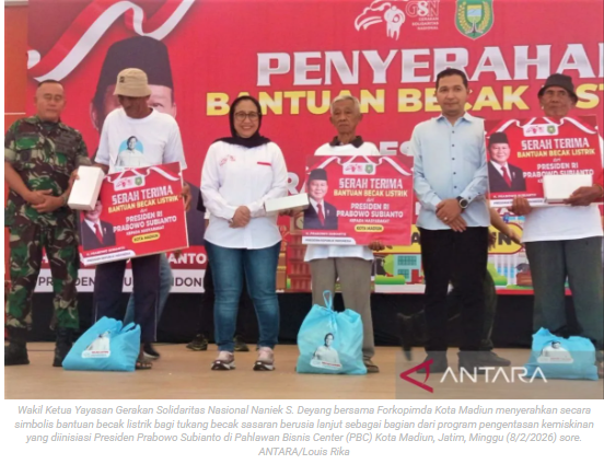 Yayasan GSN salurkan 200 unit becak listrik di Kota Madiun