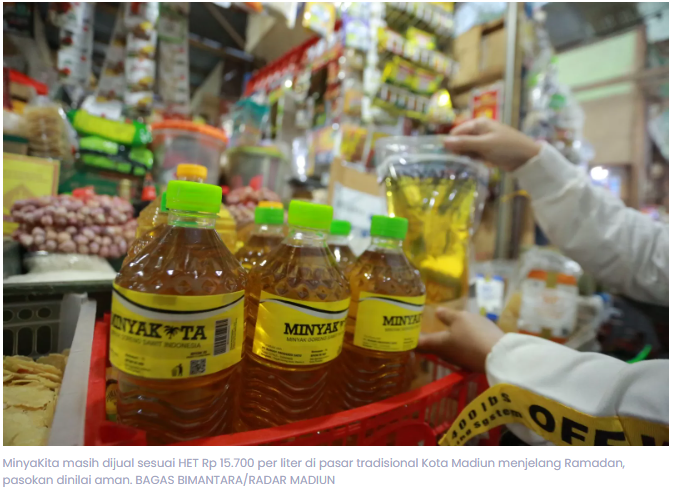 Jelang Ramadan, Harga MinyaKita di Madiun Masih Rp 15.700