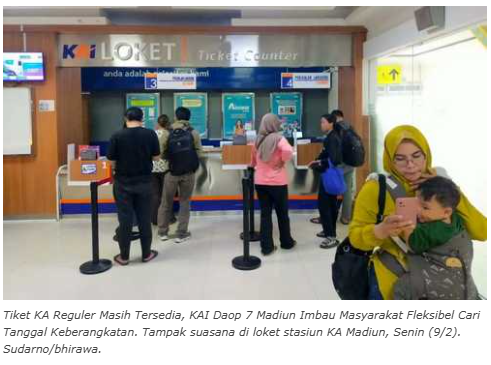 Tiket KA Reguler Masih Tersedia, KAI Daop 7 Madiun Imbau Masyarakat Fleksibel Cari Tanggal Keberangkatan