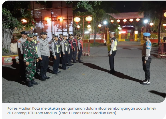 Jaga Harkamtibmas, Polres Madiun Kota Laksanakan Pengamanan Ibadah di Klenteng TITD Madiun