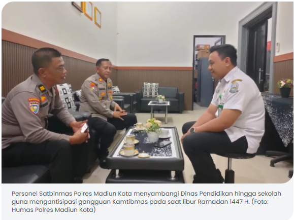 Antisipasi Gangguan Kamtibmas Saat Libur Ramadan, Satbinmas Polres Madiun Kota Sambangi Dinas Pendidikan