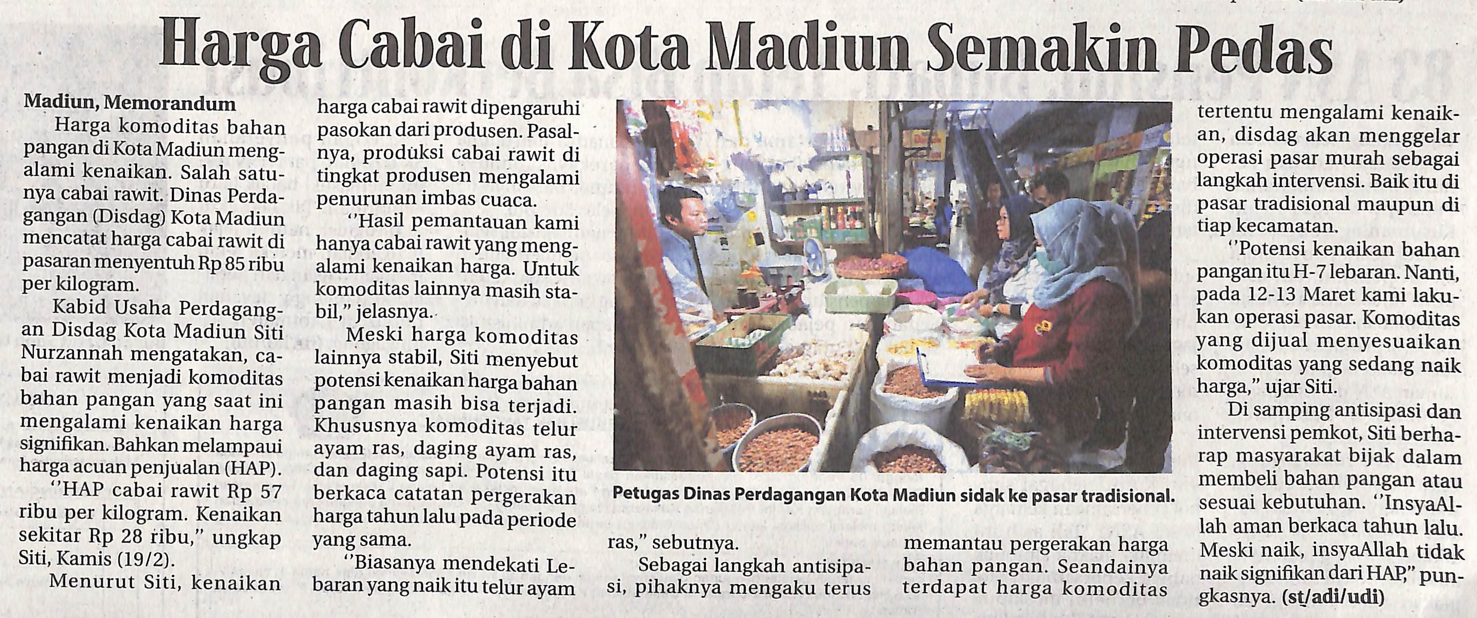 Harga Cabai di Kota Madiun Semakin Pedas