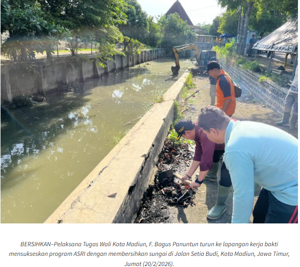 Tindaklanjuti Perintah Presiden Program ASRI, Pemkot Madiun Gelar Kerja Bakti Bersihkan Sungai