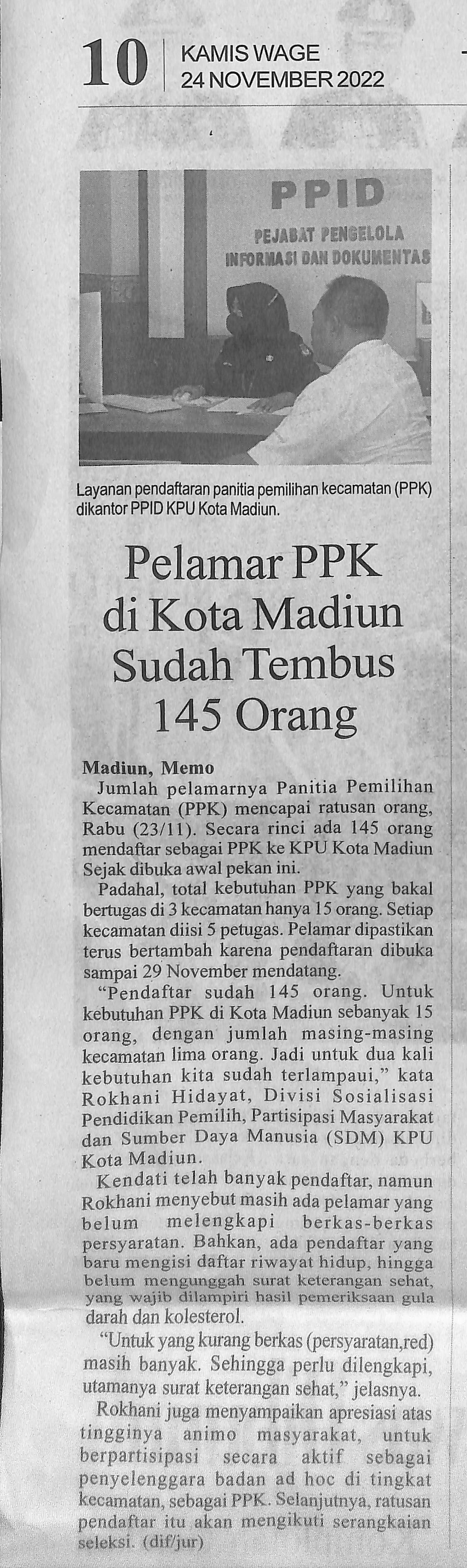 Pelamar PPK di Kota Madiun Tembus 145 Orang