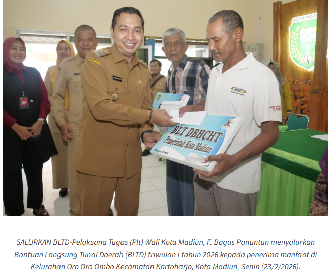 Salurkan BLTD Bagi 2.104 Orang, Plt Wali Kota Madiun Ingatkan Bantuan Tidak Digunakan Beli Rokok
