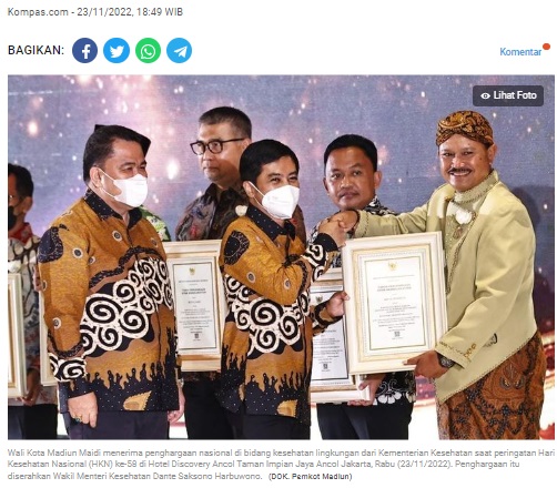 Madiun Raih 3 Penghargaan dari Kemenkes, Walkot Maidi: Bukti Madiun Kota Sehat