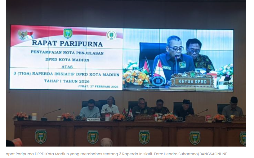 DPRD Kota Madiun Gelar Rapat Paripurna Sampaikan Nota Penjelasan Atas 3 Raperda Inisiatif