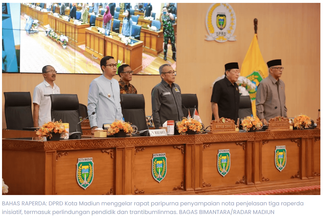 DPRD Kota Madiun Godok 3 Raperda Strategis, Perlindungan Guru hingga Trantibumlinmas