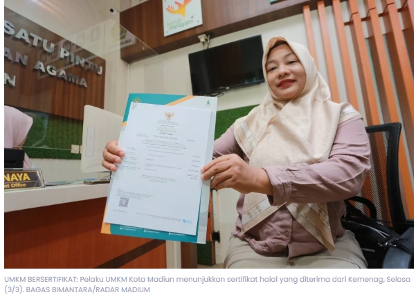 Kantongi Sertifikat Halal Gratis, Dongkrak Omzet UMKM Kota Madiun