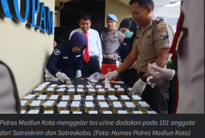 Polres Madiun Kota Tes Urine Dadakan pada 101 Anggota
