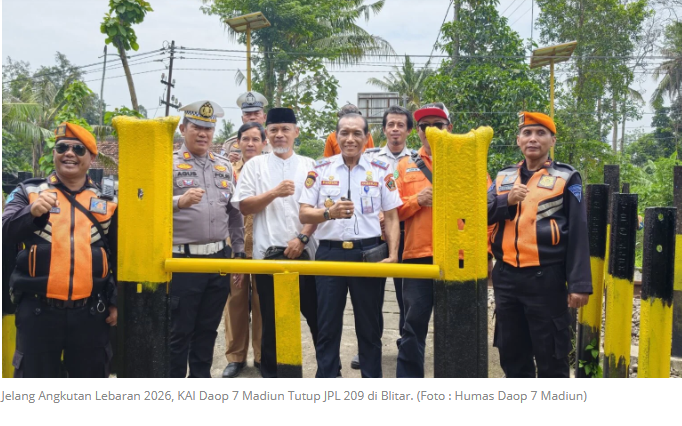 KAI Daop 7 Madiun Tutup JPL 209 di Blitar Jelang Angkutan Lebaran 2026