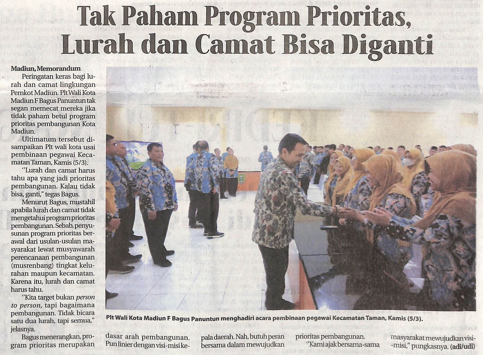 Tak Paham Program Prioritas, Lurah dan Camat Bisa Diganti