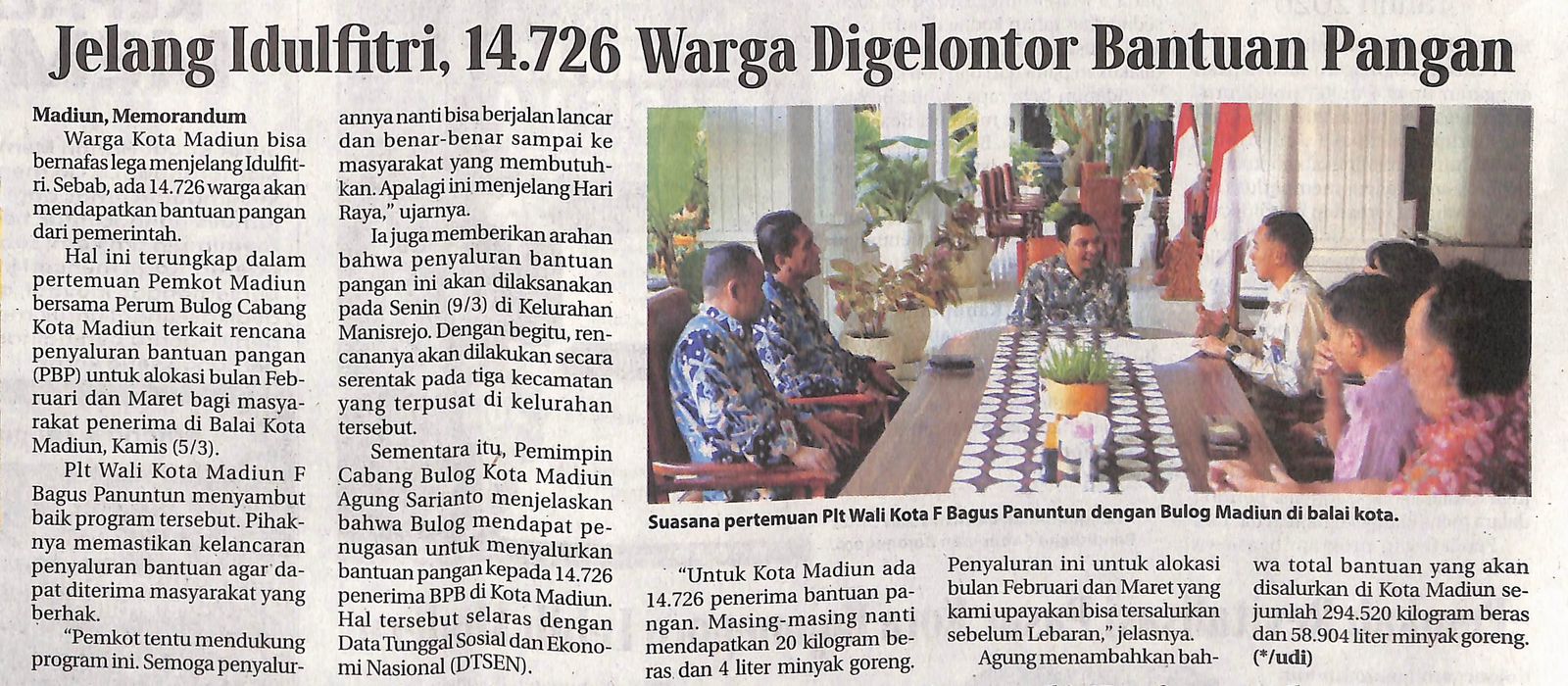 Jelang Idulfitri, 14.726 Warga Digelontor Bantuan Pangan