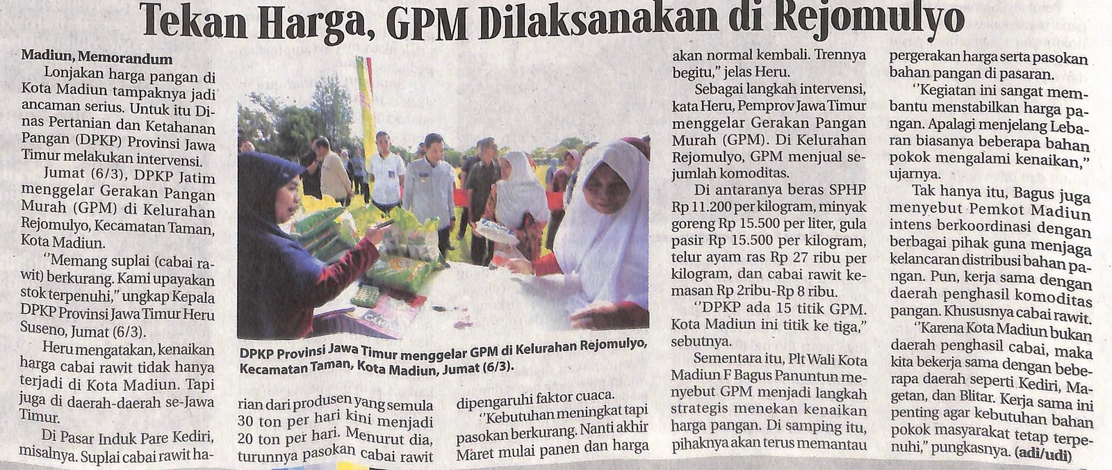 Tekan Harga, GPM Dilaksanakan di Rejomulyo