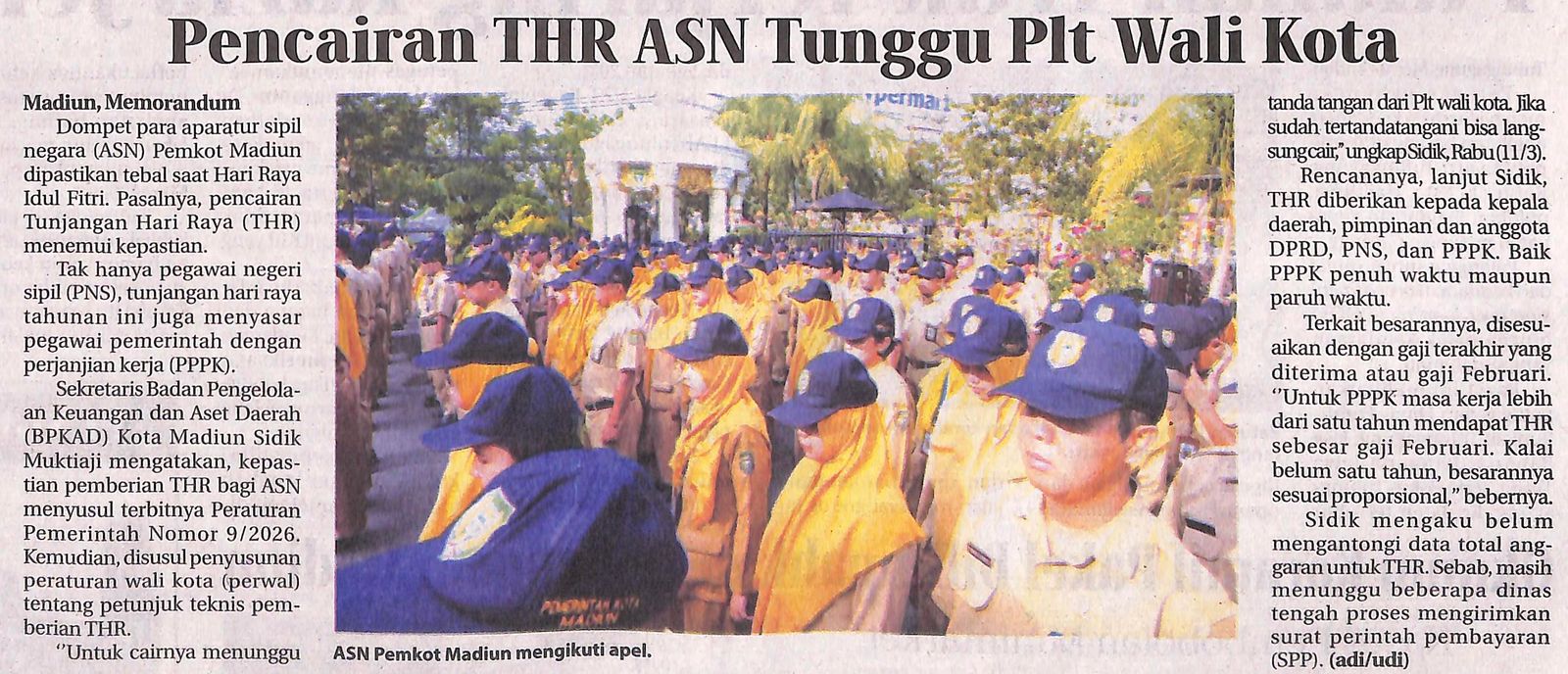 Pencairan THR ASN Tunggu Plt Wali Kota