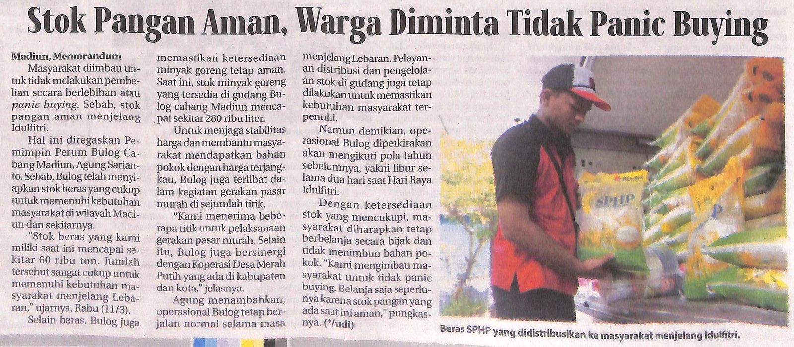 Stok Pangan Aman, Warga Diminta Tidak Panic Buying