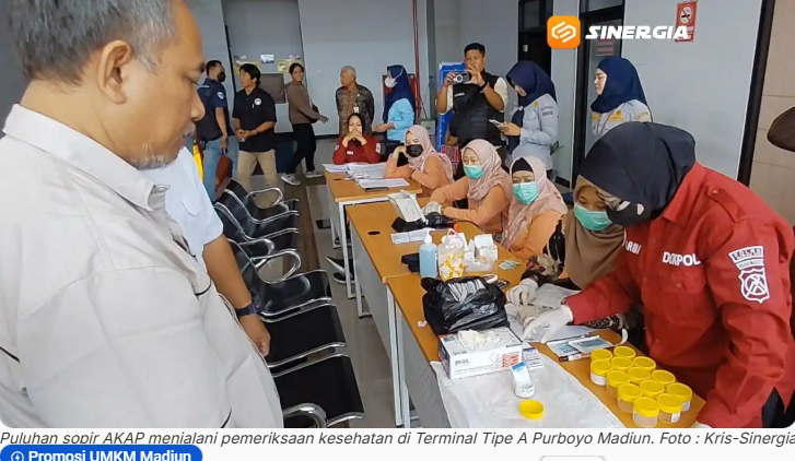 Jelang Arus Mudik 2026, Puluhan Sopir Bus AKAP di Terminal Purboyo Madiun Jalani Tes Urine