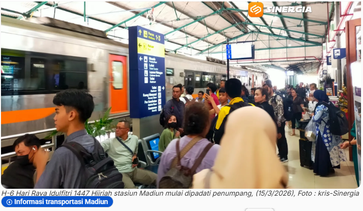 Baru H-6 Lebaran 2026, Stasiun di Wilayah KAI Daop 7 Madiun Sudah Dipadati Pemudik, Ini Datanya