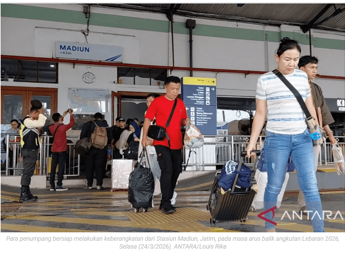 Daop Madiun catat 300.542 penumpang Lebaran periode11-24 Maret 2026