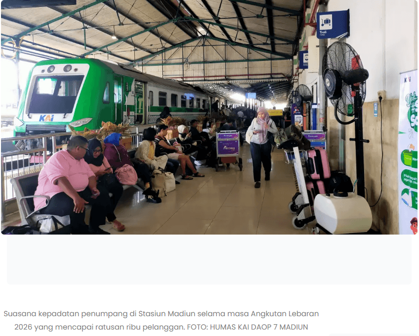 Penumpang Kereta Lebaran di Madiun Tembus 356 Ribu, Stasiun Madiun Paling Padat