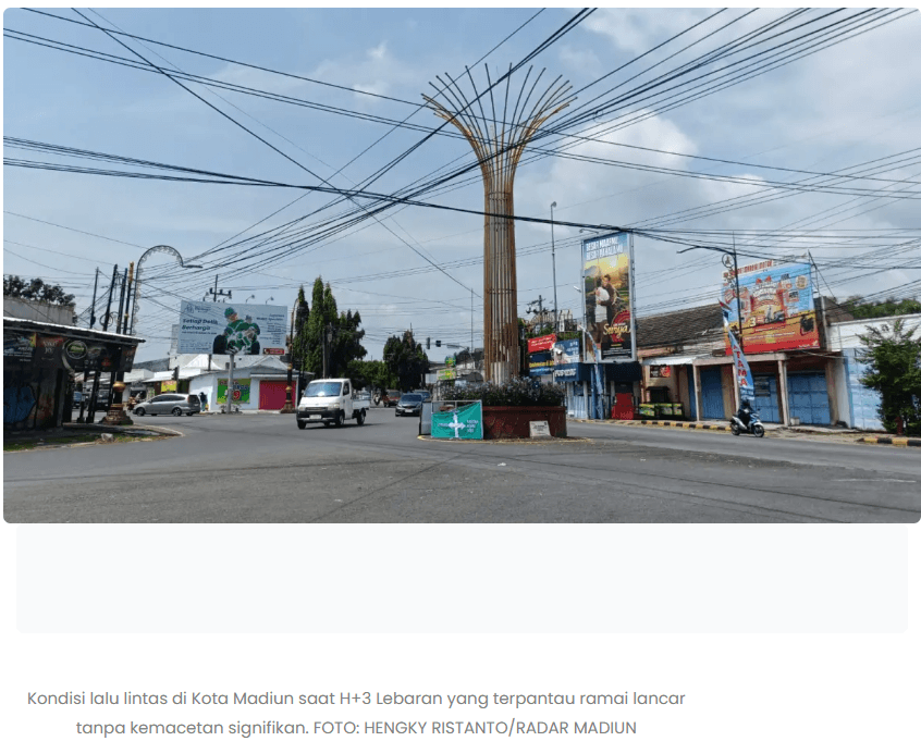 H+3 Lebaran, Lalu Lintas Kota Madiun Ramai Lancar Tanpa Kemacetan