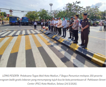 Plt Wali Kota Madiun Lepas 350 Peserta Program Balik Gratis Lebaran 2026