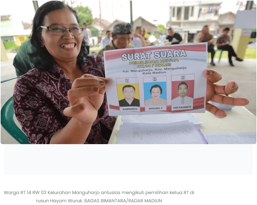 Antusias Warga Tinggi, Pemilihan Ketua RT di Madiun Ramai Seperti Pilkada