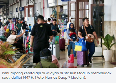 Pecah Rekor, Volume Penumpang di Wilayah Daop 7 Madiun Membludak saat Lebaran