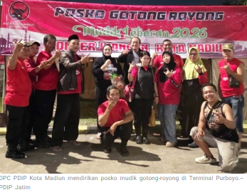 Posko Gotong Royong Mudik DPC PDIP Kota Madiun Hadir di Terminal Purboyo