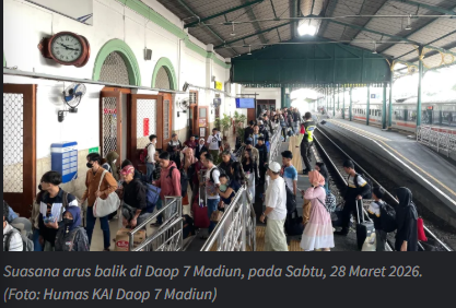 Mobilitas Arus Balik Lebaran di Daop 7 Madiun masih Tinggi