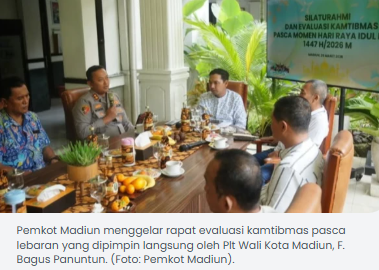 Gelar Evaluasi Kamtibmas Pasca Lebaran, Plt Wali Kota Bagus Panutun: Kota Madiun Sangat Kondusif
