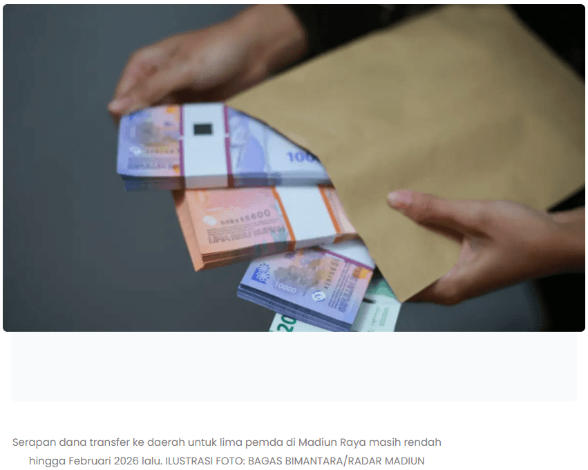 Serapan Anggaran Daerah di Madiun Masih Lesu, Realisasi TKD Belum Tembus 11 Persen