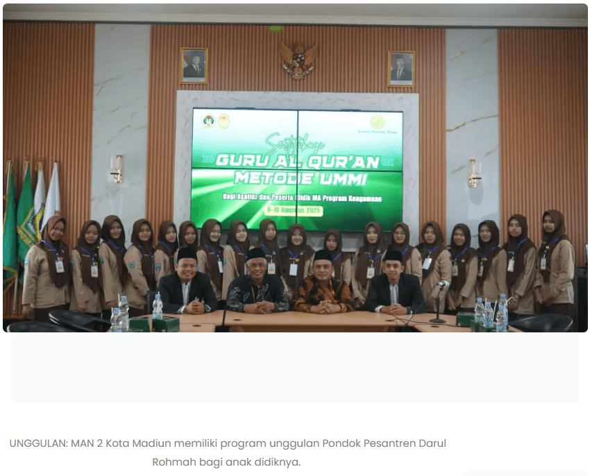 Cetak Generasi Unggul, MAN 2 Kota Madiun Kembangkan Pesantren dan Kelas Tahfiz