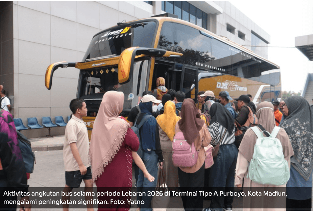 Lonjakan Penumpang Bus Lebaran 2026 di Terminal Purboyo Madiun Tembus 142 Persen, Arus Balik Paling Padat