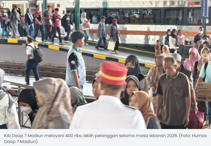 KAI Daop 7 Madiun Layani Sebanyak 400 Ribu Lebih Pelanggan Selama Masa Lebaran