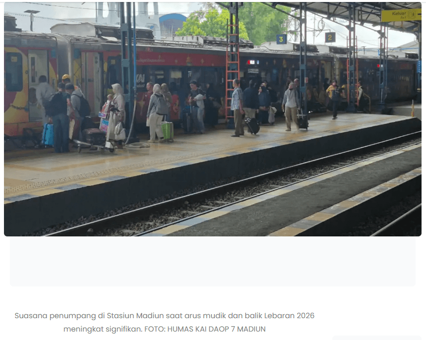 Penumpang Kereta Lebaran Naik 8 Persen, Stasiun Madiun Paling Padat
