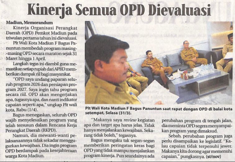 Kinerja Semua OPD Dievaluasi