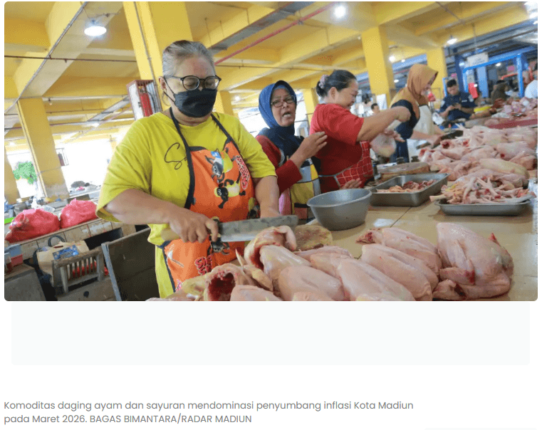 Inflasi Madiun Maret 0,49 Persen, Dipicu Lonjakan Harga Pangan