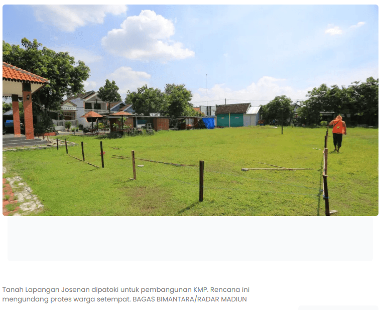 KMP Dibangun di Lapangan, Warga Josenan Madiun Protes