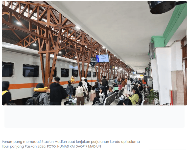 Libur Panjang Paskah, Stasiun Madiun Jadi Titik Tersibuk Penumpang